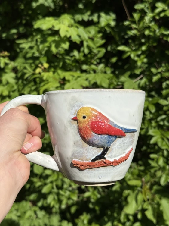 ceramiczny kubek ptaszek różowy