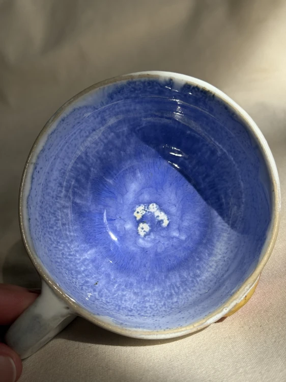 ceramiczna filiżanka ptaszek niebieska