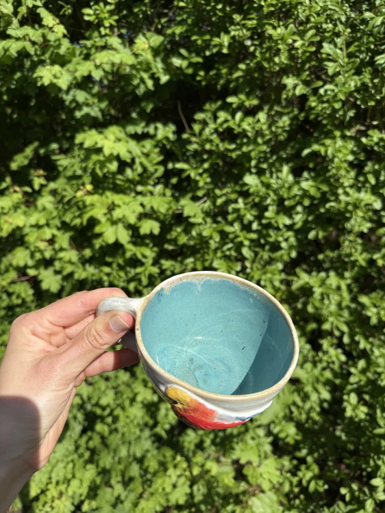 ceramiczna filiżanka ptaszek morska